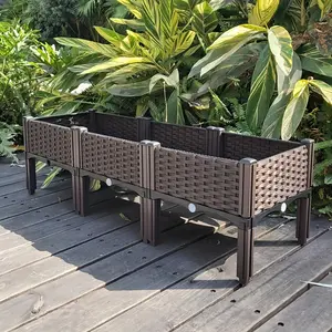 Plastic Raised Garden Bed with Legs Raised Planter Box with Drainage Holes Planting Container Elevated Propagation Box for Gardening Vegetables Fruits Flowers