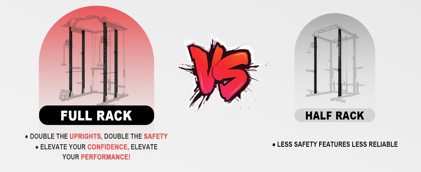 1500LBS Power Cage with Cable Crossover & Pulley System for Multi-Function Strength Training at Home Gym Adjustable Squat Machine Lat Pulldown Bar Weight Rack Lat Pulldown Bar Weight Rack