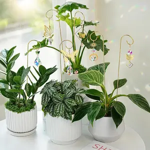 6 Pack Small Trellis for Potted Plants, Indoor Decorative Stakes, 13.8'' Metal Plant Stake Suncatchers, Home Window Garden Decoration