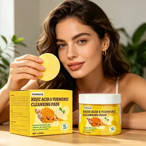 Turmeric & Kojic Acid Pre-Moistened Cleansing Pads for Women, Dual-Sided Gentle Exfoliating Wipes, Niacinamide Infused, Refines Skin Texture, Controls Oil & Boosts Natural Radiance for All Skin Types