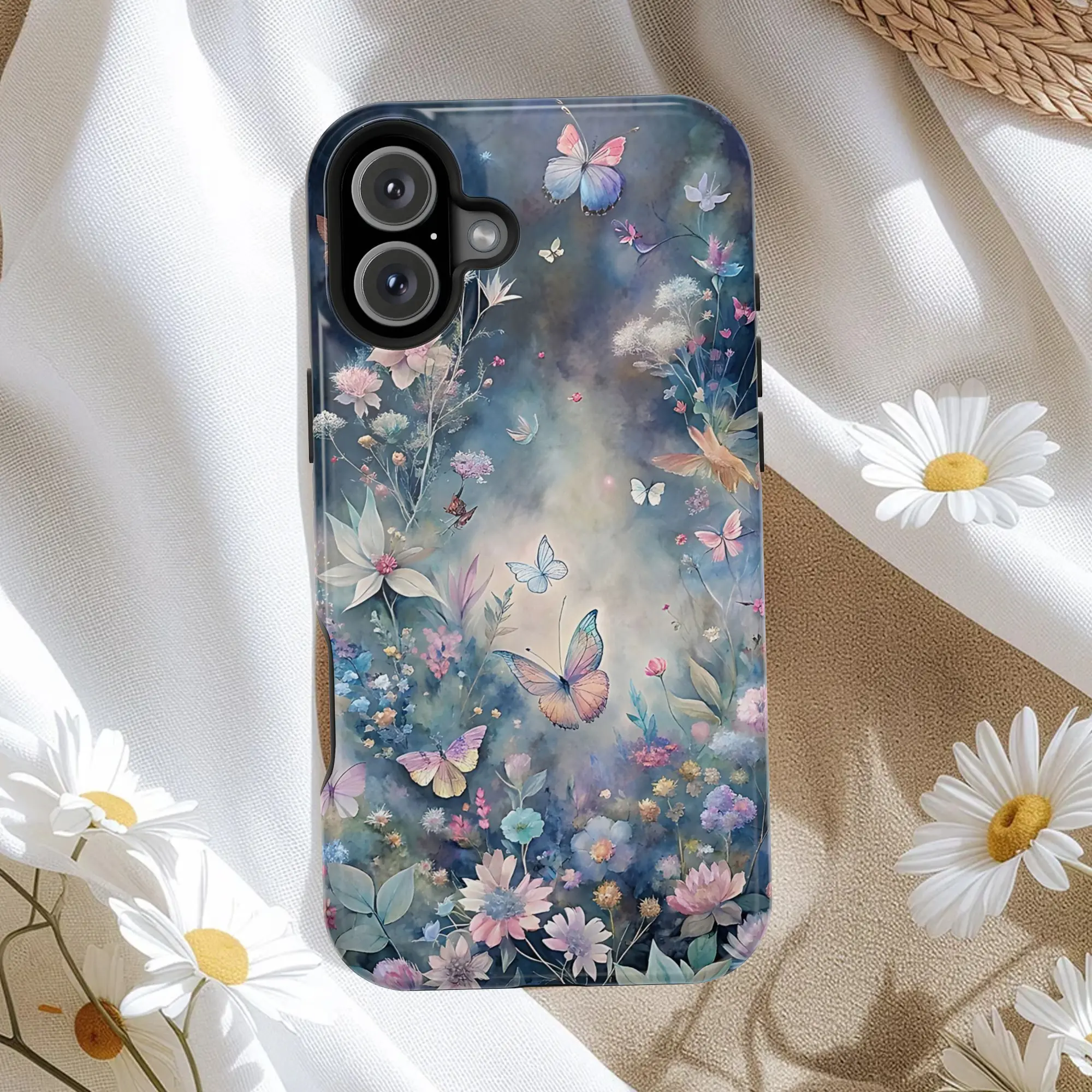 Wildflower Mirage Phone Case, Vintage Butterfly Floral Stunning Case For iPhone 16 15 14 13 12 11 Pro Max X XS, Samsung Galaxy 130203