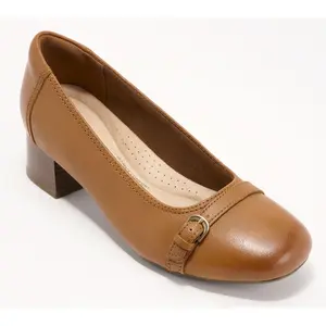 Clarks Collection Leather Block Heel Pumps- Marilyn Nora