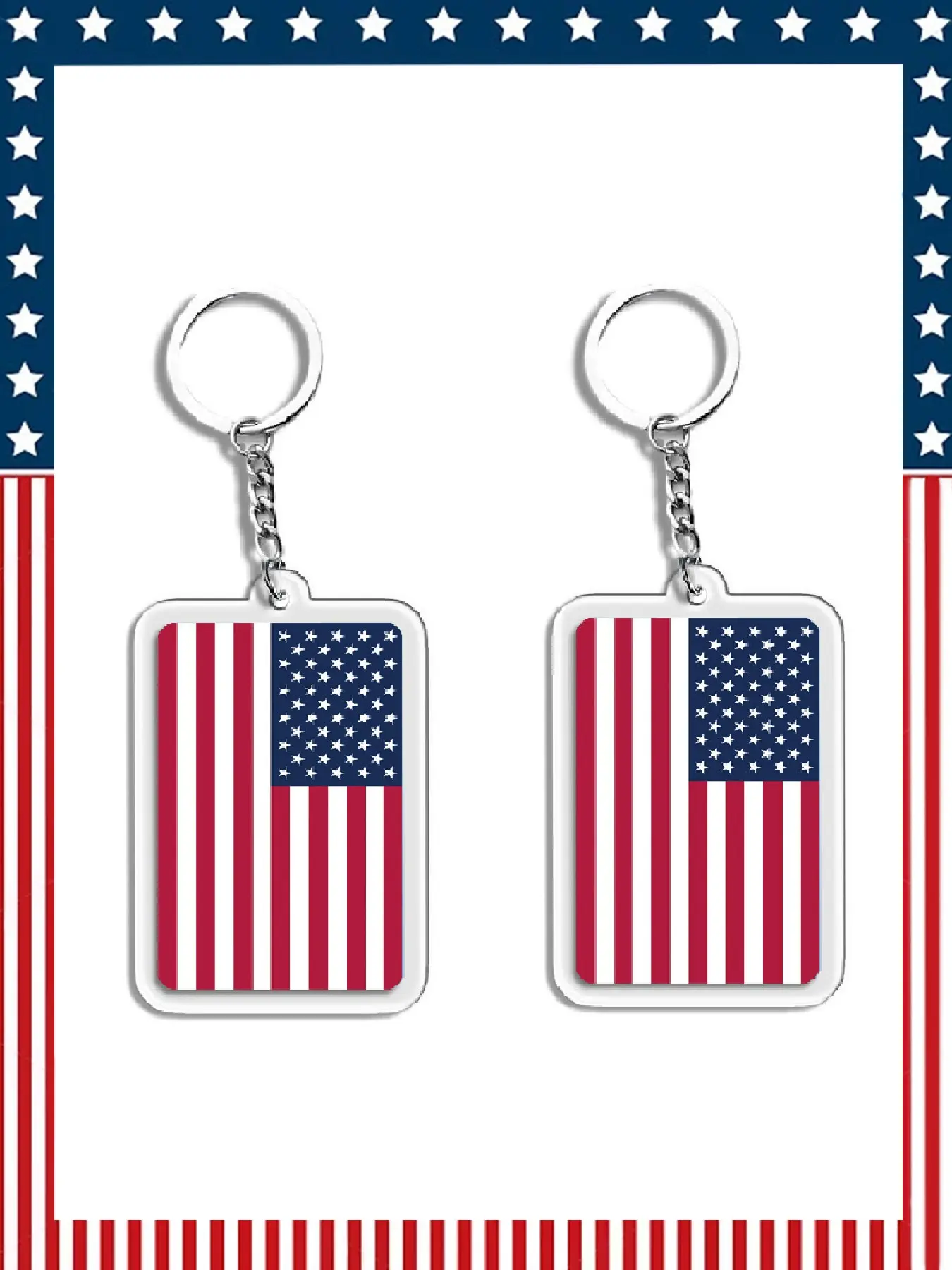 Independence Day keychain/key ring with American flag design, creative pendant for fans, decorative keychain souvenir, practical small gift for Dad on Father's Day.