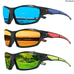 Sleek Compact Wrap Around Polarized Sports Sunglasses for Men Women – HD Anti-Glare Cycling Running Glasses | Honeycomb Textured Rubber Temples UV400 Sun Shades PC Frame,summerwins