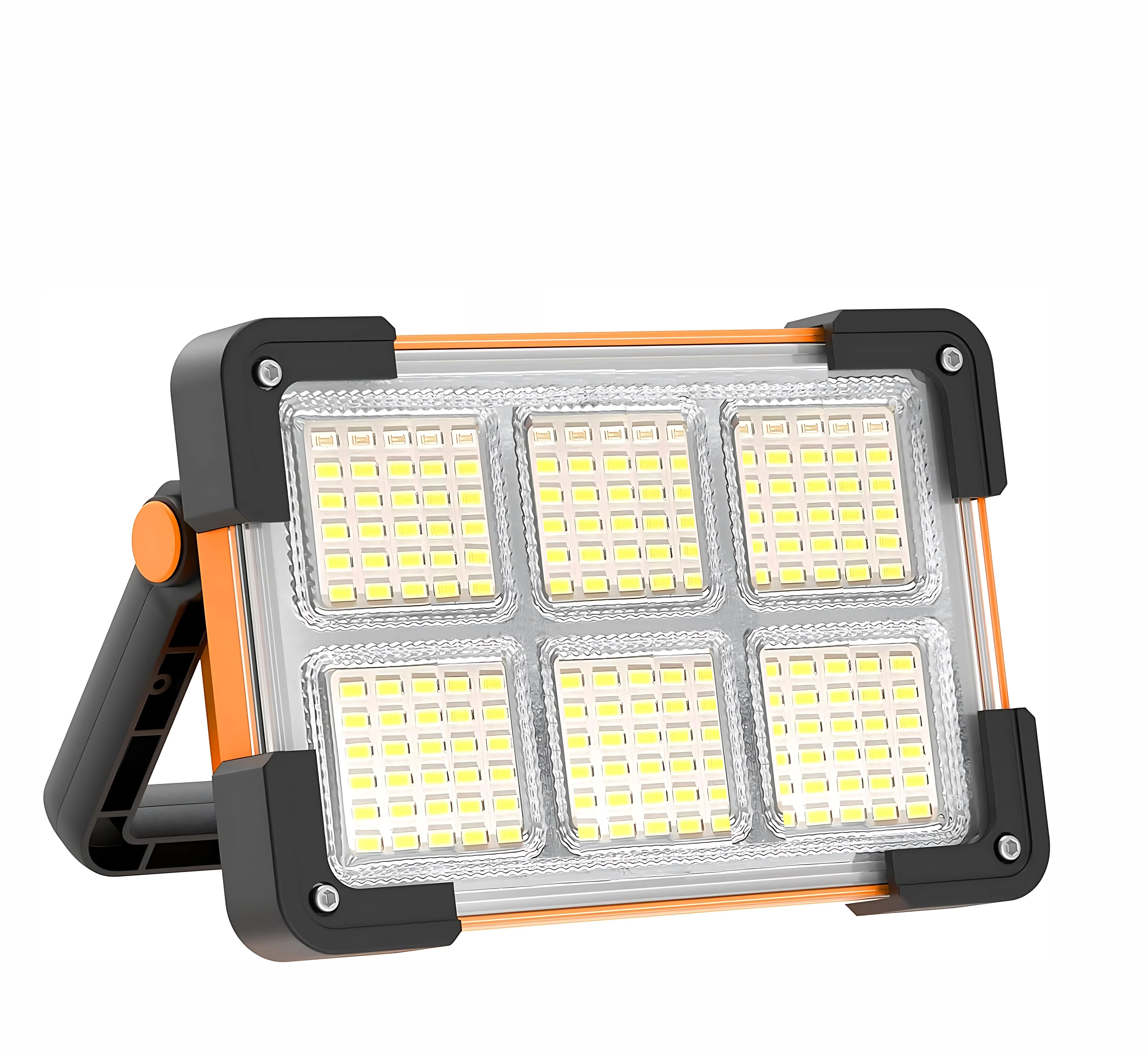 Rechargeable Solar-Battery LED Work Light - Ultra Bright Portable Outdoor Floodlight with Stepless Adjustable Brightness, Wireless Ground Stand, Batteries, Mobile Power for Emergencies, Job Sites | LED Lighting Solutions