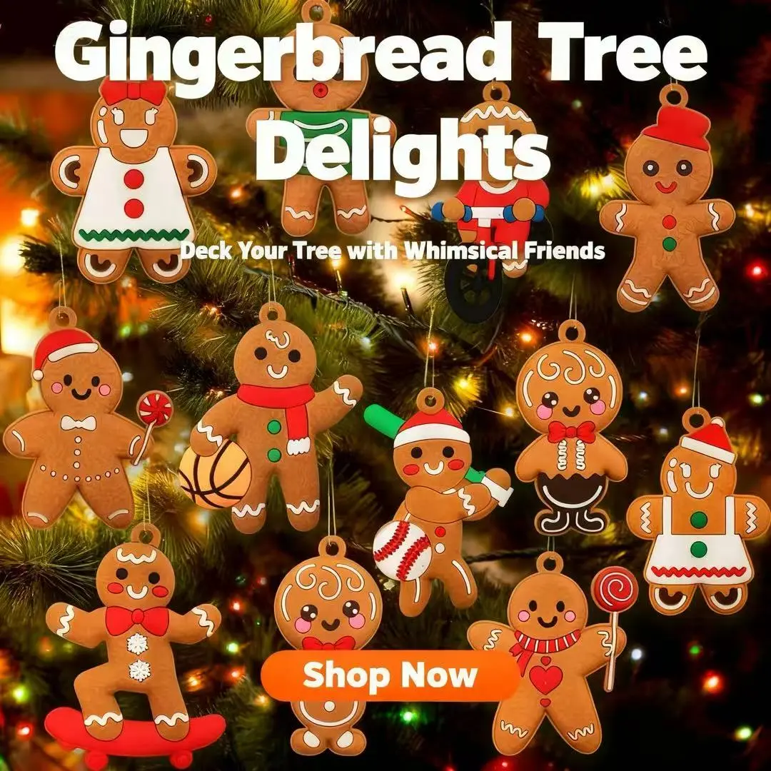 12-Pack DIY Gingerbread Ornament Kit All-in-One Silicone Craft Set with 6 Vibrant Paints & Brushes for Easy No-Mess Family Fun & Festive Decoration Painting christmas tree