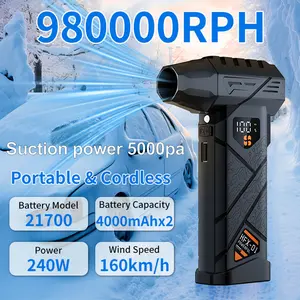 USB Rechargeable Car Fan 980000rpm, Suction Power 5000pa, Multi-Functional Electric Blower, High-Speed Brushless Motor, Mini Handheld Dust Cleaner