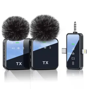 2-Pack Wireless Lavalier Microphone,for iPhone/Android/Camera, 328ft Transmission, 18H Battery Life, Mini Microphone for Record Interview, Vlogs, YouTube