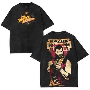 WWF Razor Ramon Wrestling Vintage T-Shirt Graphic Tee Bad Guy Retro Style Wrestler Merch Washed Black Cotton Unisex Streetwear Classic 90s Attitude Era Top