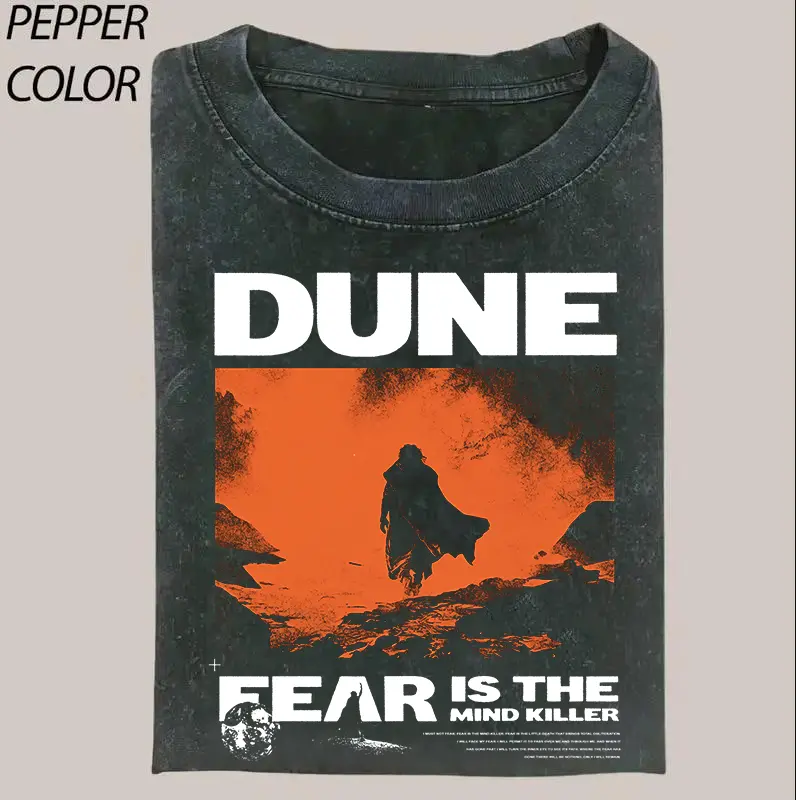 Vintage Fear is The Mind Killer Graphic Tee - Dune Movie Shirt - Iconic Movie Shirt - Retro Movies Tshirt - Sand Dunes Adventure Tee