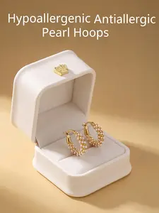 Women's Hypoallergenic Titanium Steel Twisted Pearl Hoop Earrings, Non-Fading Huggie Earrings Premium Fashion Jewellery Jewelry Box Included with Every Order