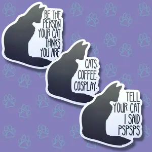 Cat-Cute-Matte-Funny-Quote-Vector Cute Matte Cat Sticker Cat Coffee Cosplay | Cat Sticker Matte | 3.23"x3.5"