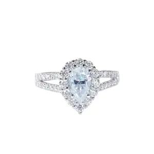 1 Carat Moissanite Teardrop Split Shank Ring