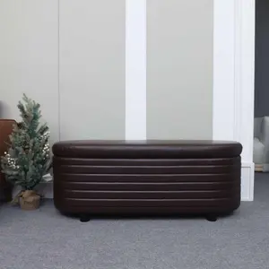 Home Essentials PU Storage Ottoman Bench for Bedroom End of Bed Stool with Safety Hinge for Living Room, Entryway