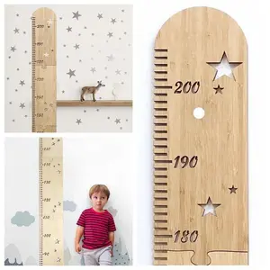 Nordic Wooden Kids Height Growth Chart Ruler Baby Children Height Gauge Room Decoration Wall Meter Measurement Stickers 60-210CM