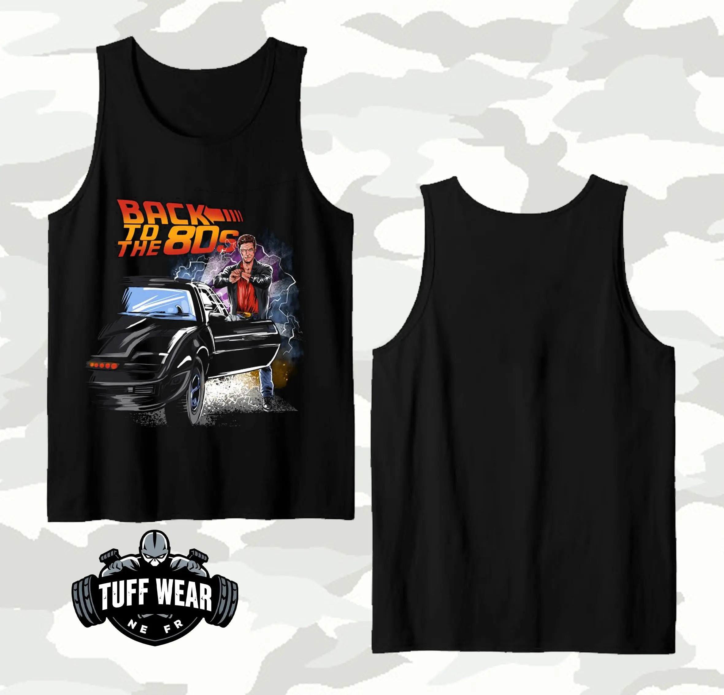 Tuff Wear Men's Retro Graphic Tank Top - Back to the 80s Print Drop Top Sleeveless Streetwear for Gym Rat Style Workout & Summer Wear Outdoors Tshirt  vacation outfits,men gifts,dailywear