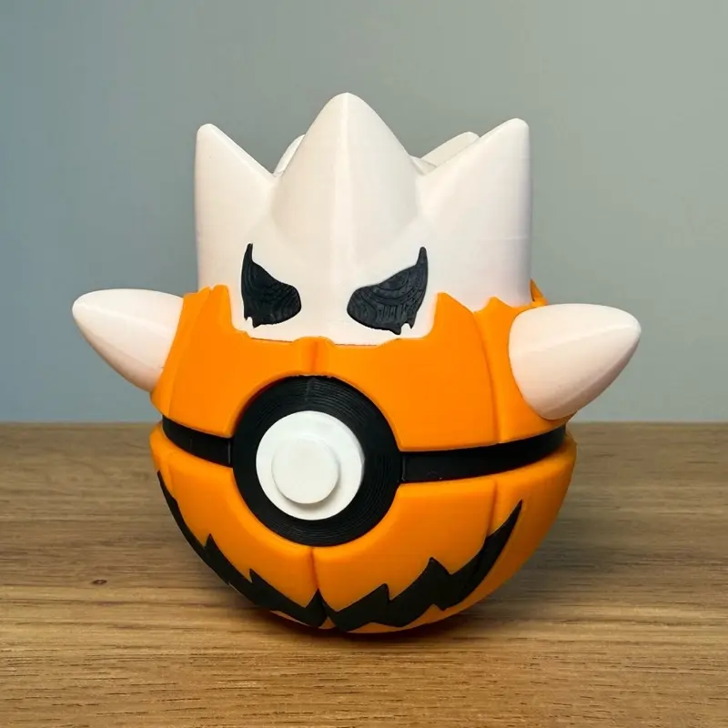 Pumpkin Togepi - Made to Order, High-Quality PLA, 3D Printed Pokeball Figure