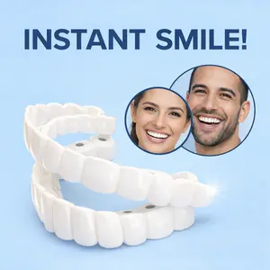 [3 Pairs] Cosmetic Dental Smile Covers - Temporary NaturalWhite Dentures 1 Minute Vision Enhancement - Non-MedicalSnap-On Veneers, Soft and Flexible to Fit Upper Teeth -Reusable Smile Covers Dental Outdoor Tools