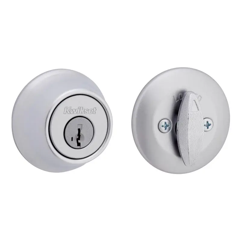 Kwikset 5064908 Brushed Chrome Metal Deadbolt Door Lock - Durable for Long-Lasting Use, Hassle-Free Operation, Everyday Convenience