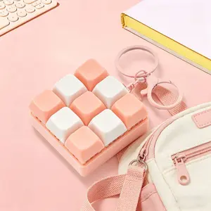9-Button Trendy Keychain, Russian Block Puzzle Charm, Macaron Color Stress Relief Button Pendant, Fashionable Accessory, Keychain For Bags