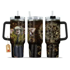 [Sip40 Otaku] Schrödinger Hellsing Anime 40oz Stainless Steel Tumbler With Handle, Hellsing Anime Quencher Cup, Catboy Anime Inspired Iced Coffee Tumbler, Gothic Anime Travel Mug, Otaku Drinkware Gift, Gift for Hellsing Lovers & Anime Fan