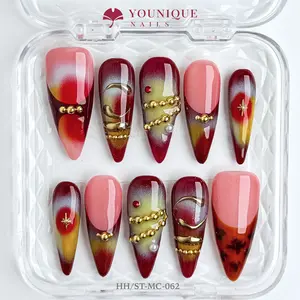 Younique Nails | 10PCS 100% Handmade Press-On Nails | Reusable Colorful Art acrylic stylish 3D