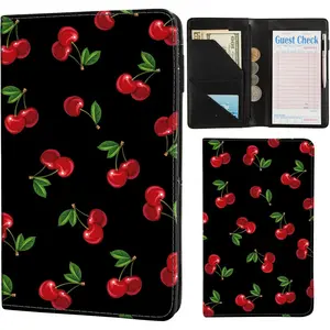 Server Books for Waitress,with Zipper Pocket Waitress Book Leather Booklet Waiter  Organizer Wallet,Restaurant Guest  Check Bill Receipt Holder,Fit Server Apron (Cherry)
