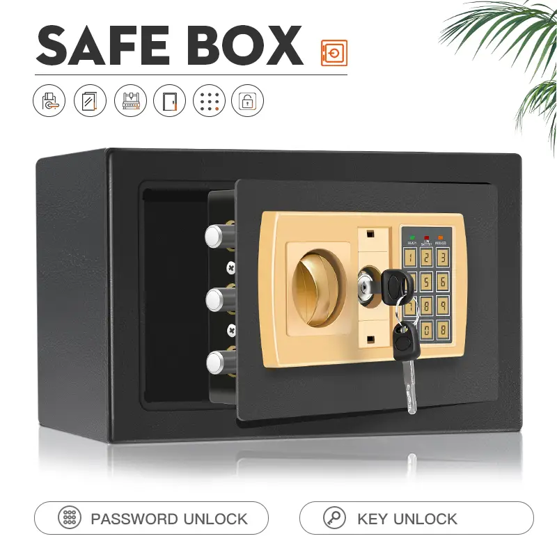 Electronic password Security Box， college dorm saferroomhome ，safe,storage,box office savings, anti-theft safes Mechanical safe box for money key lock