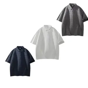 Plus-size trendy jacquard short-sleeve T-shirt for men, new summer style, cool and breathable, loose and versatile Polo shirt, 3-piece set