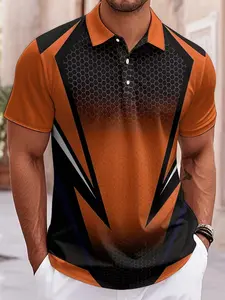 Men's Breathable Quick-Dry Fabric Polo Shirt, Fashion Colorblock Design, Short Sleeve, Casual Wear for All Seasons, Sports and Daily Use