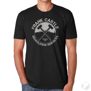 Castle Demolitions Frank Castle Demolition Services Vintage Style T-Shirt Soft Cotton Blend Top Natural Print