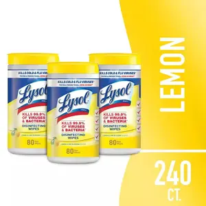Disinfecting Wipes Lemon & Lime Scented 80 Count 3-Pack Multi-Surface All-Purpose Cleaner For Household Use