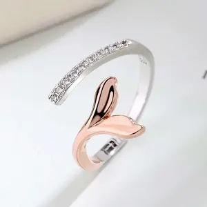 Mermaid Tail Ring Stainless Steel Silver Open Index Finger Ring Women's Jewelry