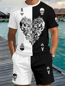 Men's 3D Digital Print Two-Piece Set, Sports Clothing Set, 2pcs Trendy Fashion, Retro Casual Style, Breathable Sportswear, Perfect Holiday Gift