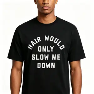 Short Sleeve Cotton T-shirt Hair Would Only Slow Me Down Funny Bald Summer Vibes Graphic Tee Confident Bald Humor Gift for Bald Man Casual Self Love Unisex Streetwear