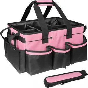 Multi-pocket Cleaning Caddy Bag, 1 Count Waterproof Home Cleaning & Car Maintenance Storage Bag, Storage Organizer with Handle & Adjustable Divider for Home, Travel Essentials Bag, with Side Organizer BagEverlanelnspired17