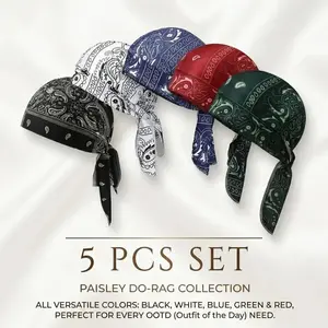 Soft Breathable Paisley Do Rag Head Wrap for Men, Quick Dry Sweat Wicking Skull Cap Durag, Lightweight Non‑Slip Bandana Headscarf for Cycling Motorcycle Hiking Workout Daily Wear
