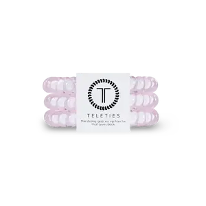 TELETIES - Rose Water Pink Small Hair Ties - Strong Grip - No Rip - Reduces Headaches