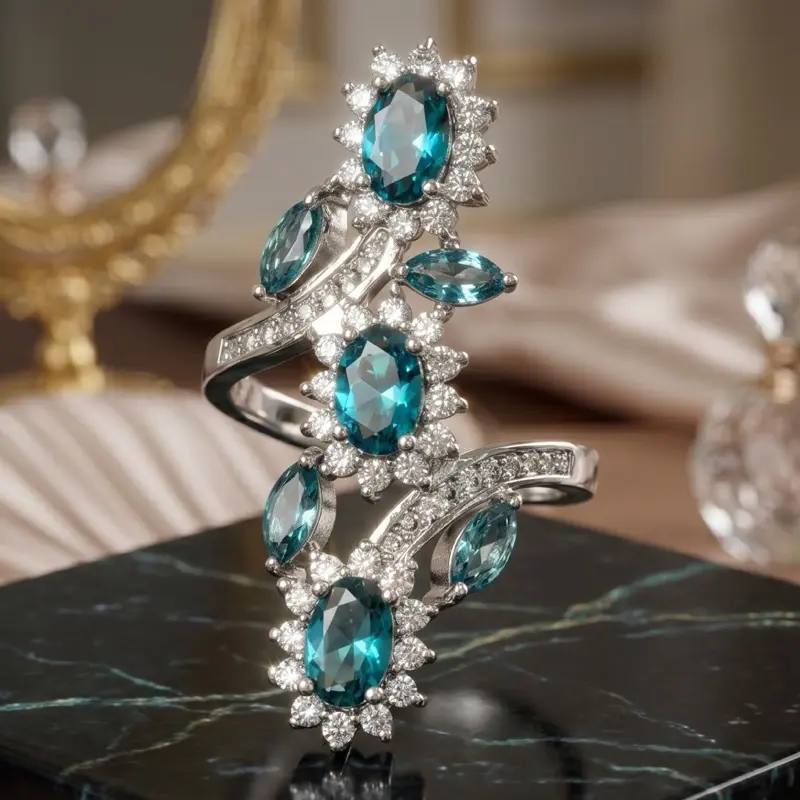 Lyra Azure Ring | Moody Luxe London Blue Topaz Statement Ring | 925 Silver