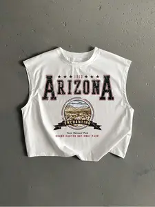 Unisex Retro Muscle Tank Top Sleeveless, Enchanting Arizona and Tonto National Park Print, Breathable for Casual Streetwear, Gym and Summer Adventures