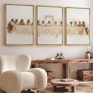 Set of 3 Jesus The Last Supper Art Poster, Minimalist Modern Vintage Jesus Christian Farmhouse Wall Art Decor Un