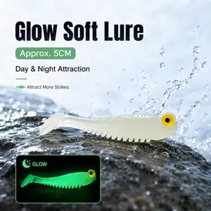 10/30PCS Glow Soft Fishing Lures with Storage Box, 5cm Paddle Tail Swimbaits, Scented Soft Plastic Minnow Baits for Bass Trout Panfish, Night & Freshwater Fishing