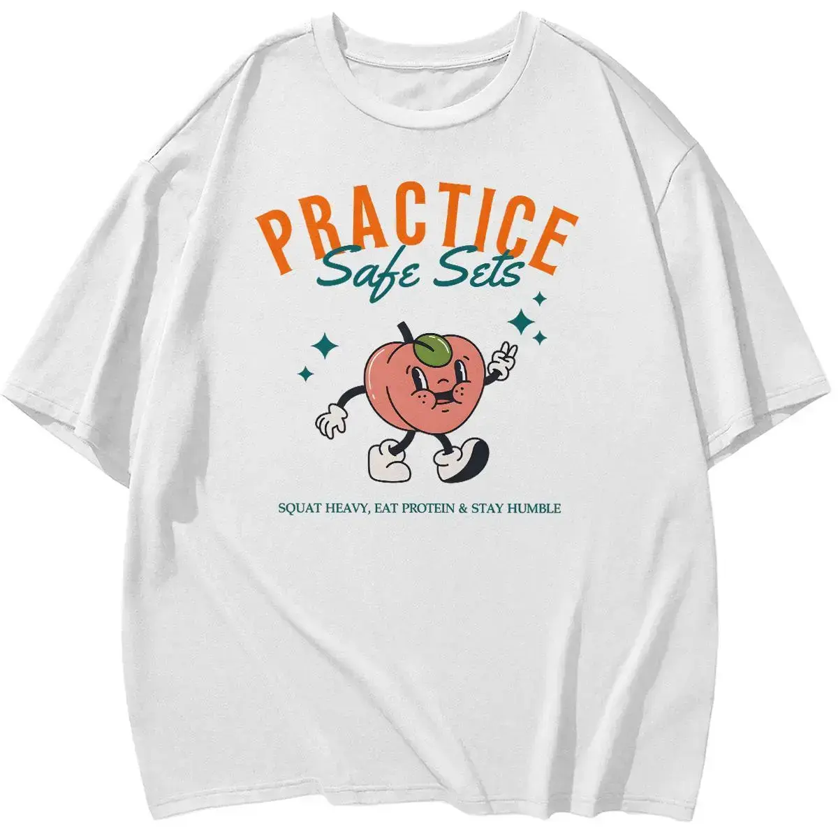 Vintage Pump Cover Gym Shirt - Oversized Fitness Workout Tee, Gildan 5000 Graphic Peach Pump Design  pxt01