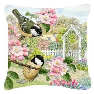 Carolines Treasures  Coal Tits by Sarah Adams Canvas Decorative Pillow