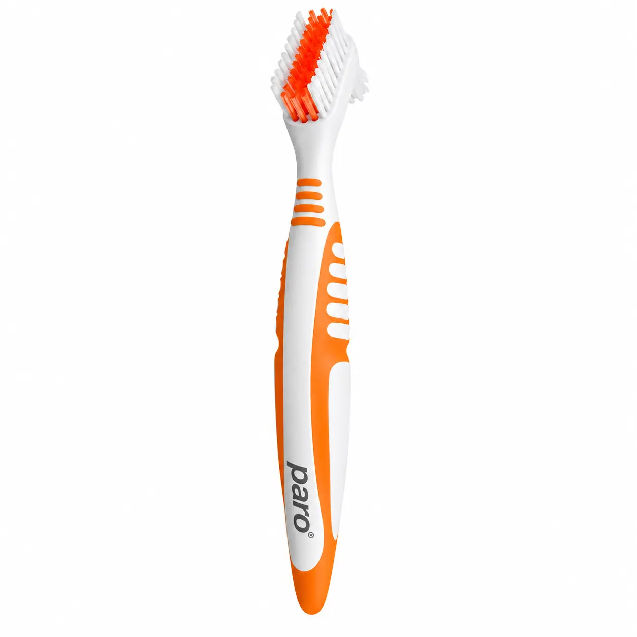 Paro Clinic Denture Brush 1 Pack – Dual Hard & Soft Bristle Cleaning Brush for Dentures, Retainers & Night Guards, Ergonomic Comfort Grip Handle, Oral Appliance Cleaner, Made in Switzerland