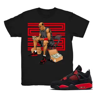 Red Thunder 4 Shirt MJ Stackin 23 Match Retro 4 Thunder Red 2021 TOP PULLOVER