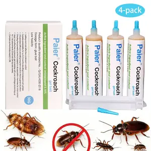 Paier Indoor Cockroach Killer 4-Pack 30g per Tube with 1 Dropper & 2 Nozzles for German Cockroach Control Indoor & Outdoor Use