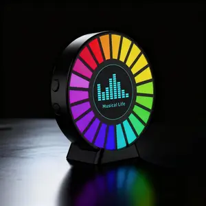 RGB Voice Control Music Rhythm Light – Sound Pickup 3D LED Ambient Lamp, Type-C Rechargeable Decorative Light for Car Dashboard, Desk & Party Setup