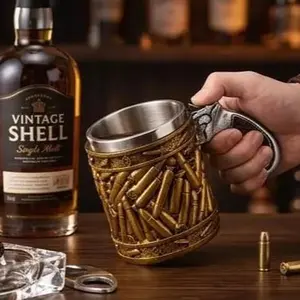 American Style Pistol Bullet Shaped Stainless Steel Cup, Novelty Beer Mug Wine Glass, Perfect Souvenir Gift for Bar & Home