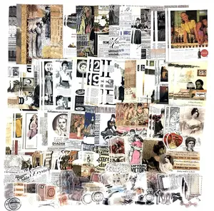 200 count  Ephemera Scrapbooking Supplies Pack for Journaling, Decoupage Paper Scrapbook Stickers Kit for  Junk Journal Planners Collage Craft Notebooks Album (Retro)